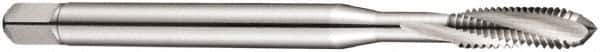 DORMER - M4x0.70 Metric Coarse 3 Flute 6H Bottoming Spiral Flute Tap - Cobalt, Bright Finish, 63mm OAL, Right Hand Flute, Right Hand Thread, Series E207 - Exact Tool & Supply