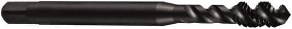 DORMER - #8-36 UNF 3 Flute 2B Bottoming Spiral Flute Tap - Cobalt, Oxide Finish, 53mm OAL, Right Hand Flute, Right Hand Thread, Series E033 - Exact Tool & Supply