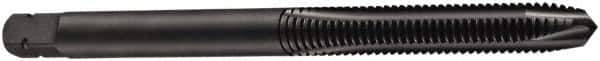 DORMER - 9/16-18 UNF, 3 Flute, Oxide Finish, Cobalt Spiral Point Tap - Plug Chamfer, Right Hand Thread, 95mm OAL, 24mm Thread Length, 11.2mm Shank Diam, 2B Class of Fit, Series E031 - Exact Tool & Supply