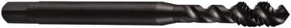 DORMER - 3/8-16 UNC 3 Flute 2B Bottoming Spiral Flute Tap - Cobalt, Oxide Finish, 80mm OAL, Right Hand Flute, Right Hand Thread, Series E023 - Exact Tool & Supply