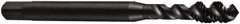 DORMER - 3/8-16 UNC 3 Flute 2B Bottoming Spiral Flute Tap - Cobalt, Oxide Finish, 80mm OAL, Right Hand Flute, Right Hand Thread, Series E023 - Exact Tool & Supply