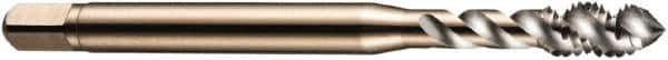 DORMER - M3x0.50 Metric Coarse 3 Flute 6H Bottoming Spiral Flute Tap - Cobalt, Bright Finish, 48mm OAL, Right Hand Flute, Right Hand Thread, Series E002 - Exact Tool & Supply