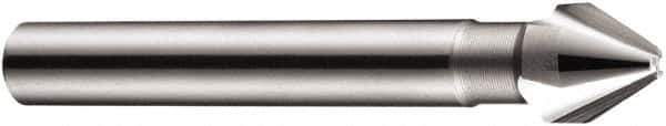 DORMER - 5mm Shank Diam, 3 Flute 60° High Speed Steel Countersink - Bright Finish, 45mm OAL, Single End, Straight Shank, Right Hand Cut - Exact Tool & Supply