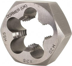 DORMER - M20x2.50 Metric Coarse Thread, Right Hand Thread, Hex Rethreading Die - High Speed Steel, 11/16" Thick, Series F302 - Exact Tool & Supply