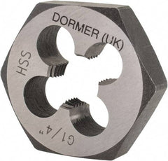 DORMER - 1/4-19 BSPP Thread, Nonadjustable Round Pipe Die - High Speed Steel, Right Hand Thread - Exact Tool & Supply