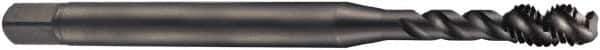 DORMER - 1/4-28 UNF 3 Flute 2B Bottoming Spiral Flute Tap - Cobalt, Oxide Finish, 80mm OAL, Right Hand Flute, Right Hand Thread, Series EX31 - Exact Tool & Supply