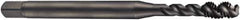 DORMER - 7/16-20 UNF 3 Flute 2B Bottoming Spiral Flute Tap - Cobalt, Oxide Finish, 100mm OAL, Right Hand Flute, Right Hand Thread, Series EX31 - Exact Tool & Supply