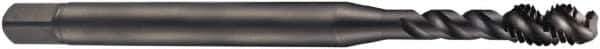 DORMER - #10-24 UNC 3 Flute 2B Bottoming Spiral Flute Tap - Cobalt, Oxide Finish, 70mm OAL, Right Hand Flute, Right Hand Thread, Series EX21 - Exact Tool & Supply