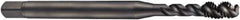DORMER - #10-24 UNC 3 Flute 2B Bottoming Spiral Flute Tap - Cobalt, Oxide Finish, 70mm OAL, Right Hand Flute, Right Hand Thread, Series EX21 - Exact Tool & Supply