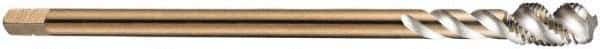 DORMER - M8x0.75 Metric Fine 3 Flute 6H Bottoming Spiral Flute Tap - Cobalt, Bright Finish, 80mm OAL, Right Hand Flute, Right Hand Thread, Series EX10 - Exact Tool & Supply