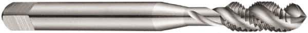 DORMER - M14x2.00 EGM, 3 Flute, 40° Helix, Bottoming Chamfer, Bright Finish, High Speed Steel Spiral Flute STI Tap - Right Hand Flute, 4.4128" OAL, 0.5516" Shank Diam, 1.1426" Thread Length, 6H Class of Fit, Series E621 - Exact Tool & Supply