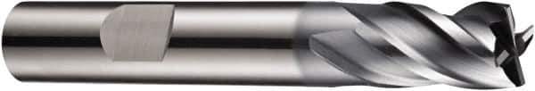 DORMER - 4 Flute Solid Carbide Roughing & Finishing Square End Mill - AlCrN Finish, Weldon Shank, 35° Helix, Centercutting, Stub Length - Exact Tool & Supply