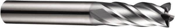 DORMER - 4 Flute Solid Carbide Roughing & Finishing Square End Mill - AlCrN Finish, Straight Shank, 35° Helix, Centercutting, Stub Length - Exact Tool & Supply