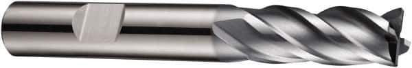 DORMER - 4 Flute Solid Carbide Roughing & Finishing Square End Mill - AlCrN Finish, Weldon Shank, 35° Helix, Centercutting, Stub Length - Exact Tool & Supply