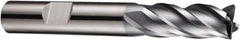 DORMER - 4 Flute Solid Carbide Roughing & Finishing Square End Mill - AlCrN Finish, Weldon Shank, 35° Helix, Centercutting, Stub Length - Exact Tool & Supply