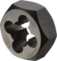 Union Butterfield - M6x1.00 Metric Coarse Thread, 19/32" Hex, Right Hand Thread, Hex Rethreading Die - Chromium Steel, 1/4" Thick, Series 2325M - Exact Tool & Supply