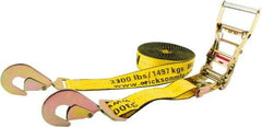Erickson Manufacturing - 30' Long x 2" Wide, 10,000 Lb Basket Capacity, Polyester & Steel Web Sling - Yellow - Exact Tool & Supply