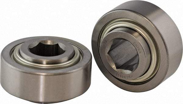 USDI - 1 Row, 3.073" OD, 1-1/16" Hex Double Shield Conveyor Roller Bearing - 4,300 Lb Capacity, 550 Max RPM, Steel with 52100 Chrome Steel Housing - Exact Tool & Supply
