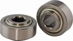 USDI - 1 Row, 3.073" OD, 1-1/16" Hex Double Shield Conveyor Roller Bearing - 4,300 Lb Capacity, 550 Max RPM, Steel with 52100 Chrome Steel Housing - Exact Tool & Supply