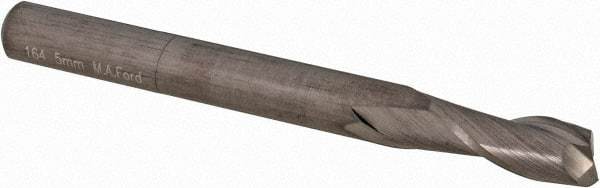 M.A. Ford - 5mm, 11mm LOC, 5mm Shank Diam, 51mm OAL, 2 Flute, Solid Carbide Square End Mill - Single End, Uncoated, 30° Helix, Centercutting, Right Hand Cut, Right Hand Flute, Series 164 - Exact Tool & Supply