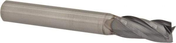M.A. Ford - 1/4", 1/2" LOC, 1/4" Shank Diam, 2" OAL, 4 Flute, Solid Carbide Square End Mill - Single End, TiCN Finish, 30° Helix, Centercutting, Right Hand Cut, Right Hand Flute, Series 163 - Exact Tool & Supply