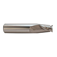 Square End Mill: 0.011'' Dia, 0.022'' LOC, 1/8'' Shank Dia, 1-1/2'' OAL, 2 Flutes, Solid Carbide Single End, Uncoated, Spiral Flute, Centercutting, RH Cut, RH Flute, Series 164