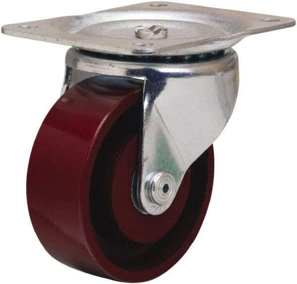 Hamilton - 4" Diam x 1-1/2" Wide x 5" OAH Top Plate Mount Swivel Caster - Cast Iron, 375 Lb Capacity, Straight Roller Bearing, 4 x 5-1/8" Plate - Exact Tool & Supply