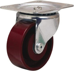 Hamilton - 4" Diam x 1-1/2" Wide x 5" OAH Top Plate Mount Swivel Caster - Cast Iron, 375 Lb Capacity, Straight Roller Bearing, 4 x 5-1/8" Plate - Exact Tool & Supply