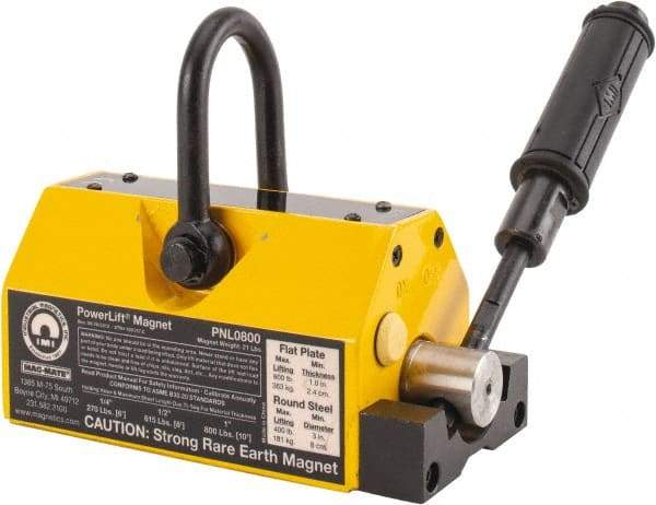 Mag-Mate - 800 Lb Load Capacity, Magnetic Lifter - 8-7/8" High x 3-5/8" Wide, 3" Head/Holder Diam, 2 Poles, For Use with Flat & Round Ferrous Metal - Exact Tool & Supply