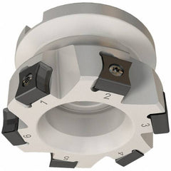 Iscar - 6 Inserts, 40mm Cut Diam, 16mm Arbor Diam, 10mm Max Depth of Cut, Indexable Square-Shoulder Face Mill - 0/90° Lead Angle, 40mm High, LN.. 11.. Insert Compatibility, Series TangMill - Exact Tool & Supply