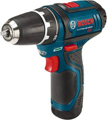 Bosch - 12 Volt 3/8" Chuck Pistol Grip Handle Cordless Drill - 0-350 & 0-1300 RPM, Reversible, 2 Lithium-Ion Batteries Included - Exact Tool & Supply
