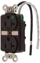 Hubbell Wiring Device-Kellems - 125 VAC, 20 Amp, 5-20R NEMA Configuration, Brown, Hospital Grade, Self Grounding Duplex Receptacle - 1 Phase, 2 Poles, 3 Wire, Flush Mount, Chemical, Corrosion and Impact Resistant, Tamper Resistant - Exact Tool & Supply