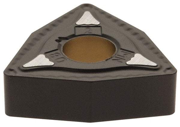 Kennametal - WNMG432 MN Grade KCP40 Carbide Turning Insert - TiCN/Al2O3 Finish, 80° Trigon, 1/2" Inscr Circle, 3/16" Thick, 1/32" Corner Radius - Exact Tool & Supply