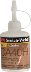 3M - 1 oz Bottle Yellow Instant Adhesive - Series CA40H, 5 to 40 sec Fixture Time, 24 hr Full Cure Time, Bonds to Cardboard, Cork Board, Fabric, Fiberglass, Foam, Metal, Paper, Plastic, Rubber & Vinyl - Exact Tool & Supply