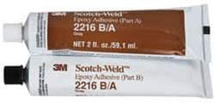 3M - 2 oz Tube Two Part Epoxy - 90 min Working Time, 3,200 psi Shear Strength, Series 2216 - Exact Tool & Supply