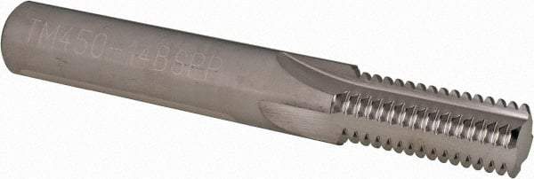 Scientific Cutting Tools - 1/2-14, 3/4-14 Thread, 1/2" Shank Diam, Bright Coating, Solid Carbide Straight Flute Thread Mill - 4 Flutes, 3-1/2" OAL, 1/2" Min Noml Diameter - Exact Tool & Supply
