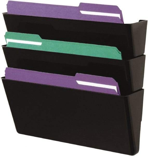UNIVERSAL - 13" Wide x 4-1/8" Deep x 38-1/4" High, 3 Compartments, Plastic Wall File - Black, 13" Compartment Width x 4-1/4" Compartment Depth x 14-1/2" Compartment Height - Exact Tool & Supply