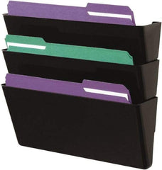 UNIVERSAL - 13" Wide x 4-1/8" Deep x 38-1/4" High, 3 Compartments, Plastic Wall File - Black, 13" Compartment Width x 4-1/4" Compartment Depth x 14-1/2" Compartment Height - Exact Tool & Supply