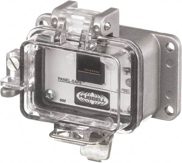 Hubbell Wiring Device-Kellems - 1 Port, Ethernet, Clear Data Port Receptacle - 3.2 Inch Long x 1.58 Inch Deep x 3.15 Inch Wide, Aluminum, Surface Mount, Gray - Exact Tool & Supply