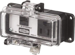 Hubbell Wiring Device-Kellems - 1 Port, 1 Power Receptacle, Ethernet, Clear Data Port Receptacle - 3.2 Inch Long x 1.6 Inch Deep x 4.45 Inch Wide, Aluminum, Surface Mount, Gray - Exact Tool & Supply