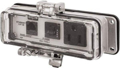 Hubbell Wiring Device-Kellems - 1 Port, 1 Power Receptacle, Ethernet, Clear Data Port Receptacle - 3.2 Inch Long x 1.6 Inch Deep x 5.51 Inch Wide, Aluminum, Surface Mount, Gray - Exact Tool & Supply