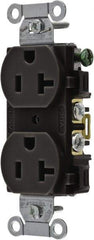 Hubbell Wiring Device-Kellems - 125 Volt, 20 Amp, 5-20R NEMA Configuration, Black, Specification Grade, Self Grounding Duplex Receptacle - 1 Phase, 2 Poles, 3 Wire, Flush Mount - Exact Tool & Supply
