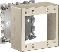 Hubbell Wiring Device-Kellems - 4.64 Inch Long x 2-1/4 Inch Wide x 4.54 Inch High, Rectangular 2 Gang Raceway Box - Ivory, For Use with HBL500 Series Raceways and HBL750 Series Raceways - Exact Tool & Supply
