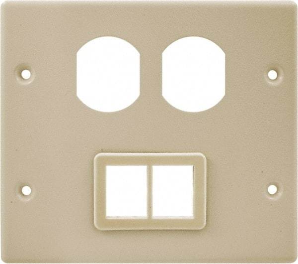 Hubbell Wiring Device-Kellems - 5.43 Inch Long x 4-3/4 Inch High, Rectangular Raceway Plate - Ivory, For Use with HBL4700 Series Raceways and HBL4750 Series Metal Raceways - Exact Tool & Supply