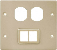 Hubbell Wiring Device-Kellems - 5.43 Inch Long x 4-3/4 Inch High, Rectangular Raceway Plate - Ivory, For Use with HBL4700 Series Raceways and HBL4750 Series Metal Raceways - Exact Tool & Supply