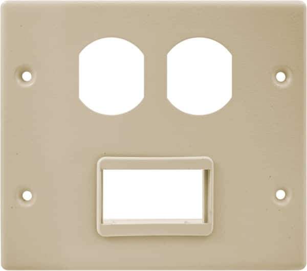 Hubbell Wiring Device-Kellems - 5.43 Inch Long x 4-3/4 Inch High, Rectangular Raceway Plate - Ivory, For Use with HBL4700 Series Raceways and HBL4750 Series Metal Raceways - Exact Tool & Supply
