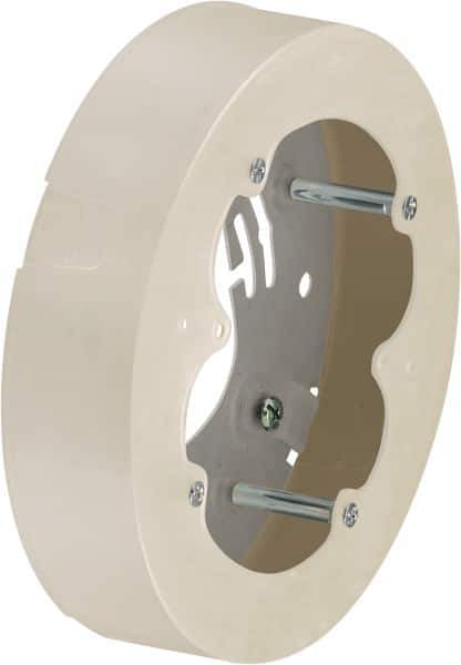 Hubbell Wiring Device-Kellems - 5.31 Inch Wide x 1.29 Inch High, Round Raceway Box - White, For Use with Nonmetallic PlugTrak Raceways, PL1 LANTrak, PP1 PremiseTrak and PW2 WallTrak Latching Raceways - Exact Tool & Supply