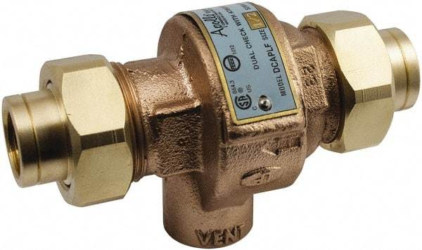Conbraco - 3/4 Thread, 175 psi WOG Rating, Bronze Dual Check Backflow Preventer Valve - Lead-Free, Use with Potable Water Applications - Exact Tool & Supply