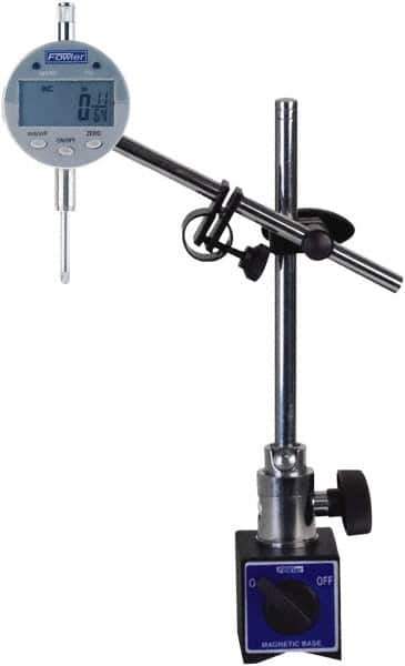 Fowler - 0.0005" Graduation, 1" Max Meas, Electronic Indicator & Base Kit - 0.01mm Resolution, 2.3" Base Length x 2" Base Width x 1.8" Base Height, 2-1/4" Dial Diam - Exact Tool & Supply