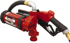 Tuthill - 25 GPM, 1" Hose Diam, DC High Flow Tank Pump with Automatic Nozzle - 1-1/4" Inlet, 1" Outlet, 12 VDC, 18' Hose Length, 1/2 hp - Exact Tool & Supply